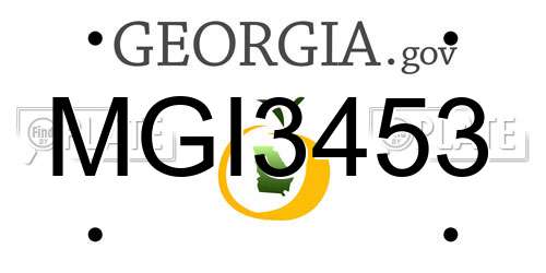 MGI3453 Georgia License Plate