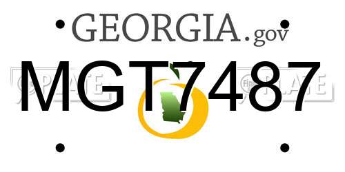 MGT7487 Georgia License Plate