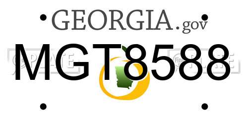 MGT8588 Georgia License Plate