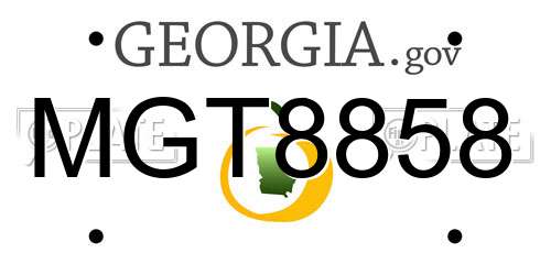 MGT8858 Georgia License Plate