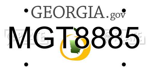 MGT8885 Georgia License Plate