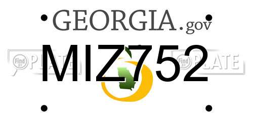 MIZ752 Georgia License Plate