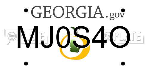 MJ0S4O Georgia License Plate