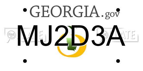 MJ2D3A Georgia License Plate
