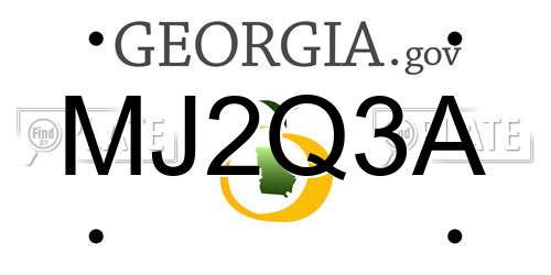 MJ2Q3A Georgia License Plate