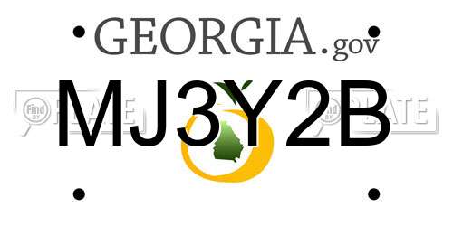 MJ3Y2B Georgia License Plate