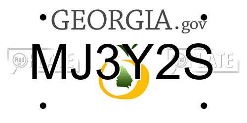 MJ3Y2S Georgia License Plate