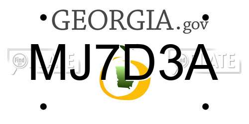 MJ7D3A Georgia License Plate
