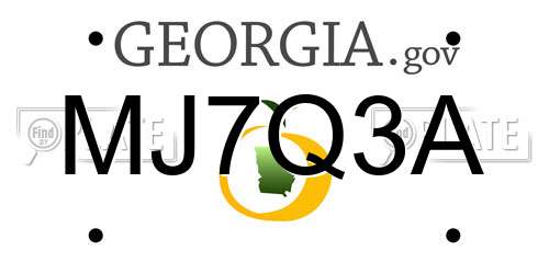 MJ7Q3A Georgia License Plate
