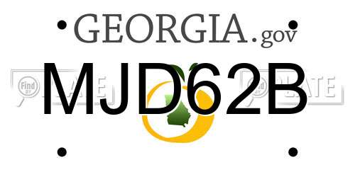 MJD62B Georgia License Plate