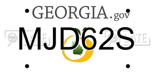 MJD62S Georgia License Plate