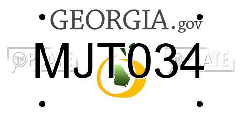 MJT034 Georgia License Plate