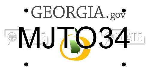 MJTO34 Georgia License Plate