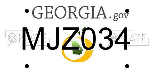 MJZ034 Georgia License Plate