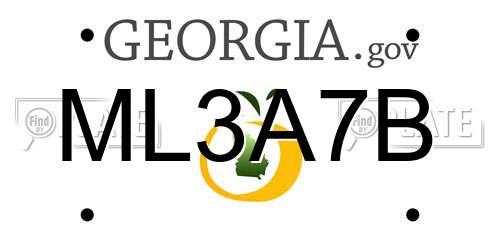 ML3A7B Georgia License Plate