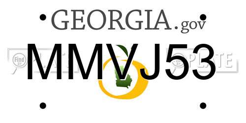 MMVJ53 Georgia License Plate