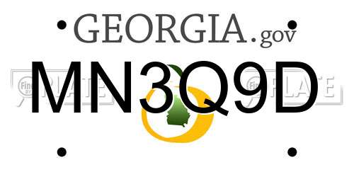 MN3Q9D Georgia License Plate
