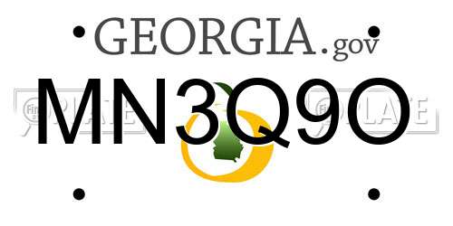 MN3Q9O Georgia License Plate