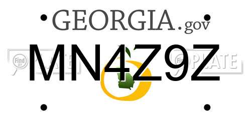MN4Z9Z Georgia License Plate