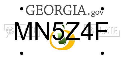 MN5Z4F Georgia License Plate