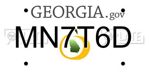 MN7T6D Georgia License Plate
