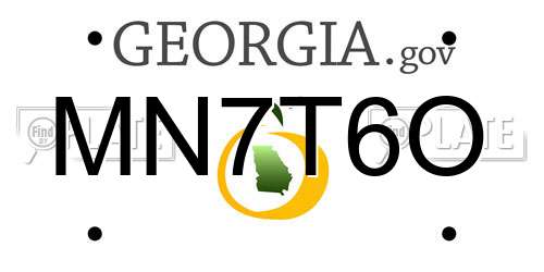 MN7T6O Georgia License Plate