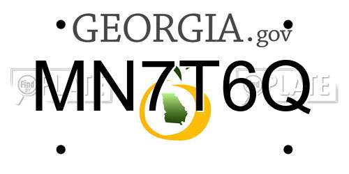 MN7T6Q Georgia License Plate