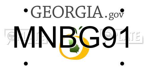 MNBG91 Georgia License Plate