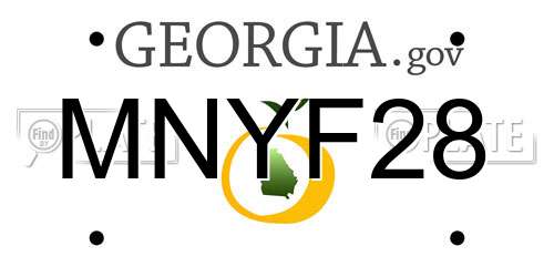 MNYF28 Georgia License Plate
