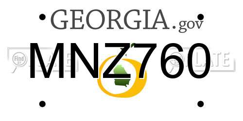 MNZ760 Georgia License Plate
