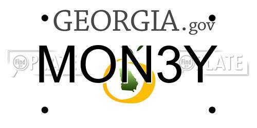MON3Y Georgia License Plate