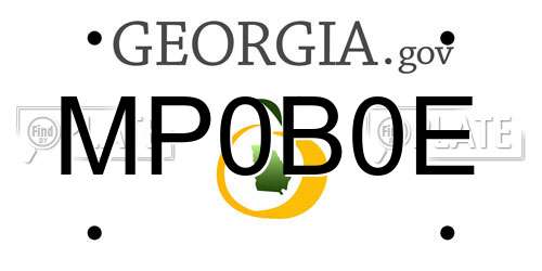 MP0B0E Georgia License Plate