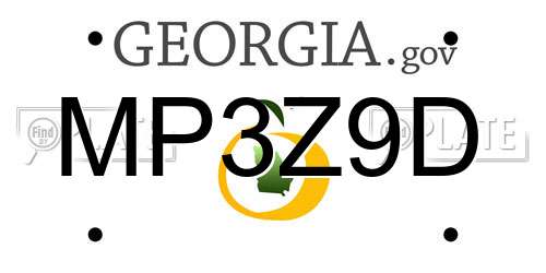 MP3Z9D Georgia License Plate