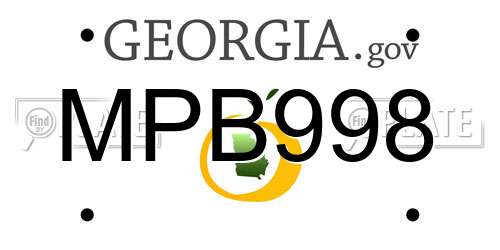 MPB998 Georgia License Plate