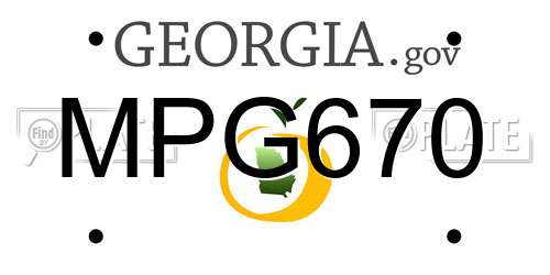 MPG670 Georgia License Plate