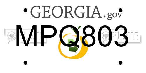 MPQ803 Georgia License Plate