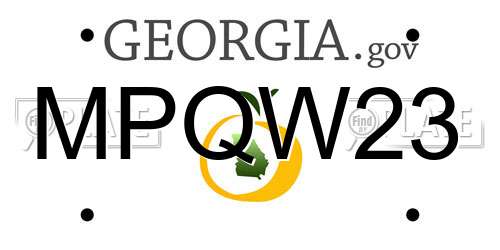 MPQW23 Georgia License Plate
