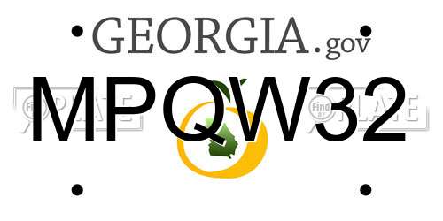 MPQW32 Georgia License Plate