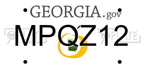 MPQZ12 Georgia License Plate