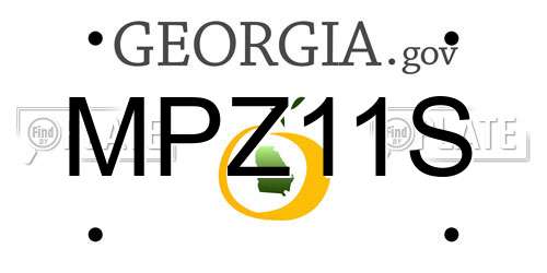 MPZ11S Georgia License Plate