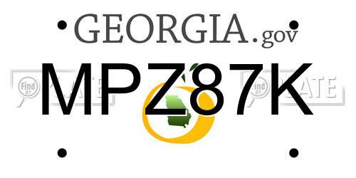 MPZ87K Georgia License Plate