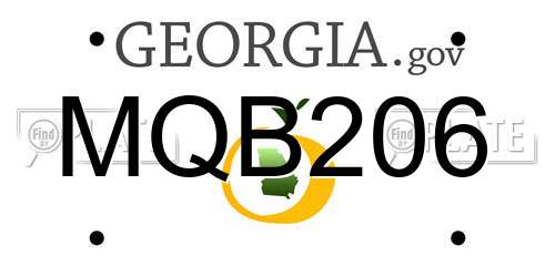 MQB206 Georgia License Plate