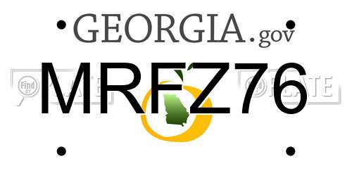 MRFZ76 Georgia License Plate