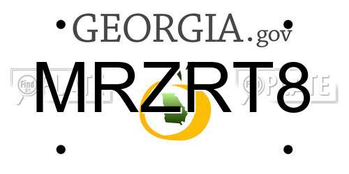 MRZRT8 Georgia License Plate