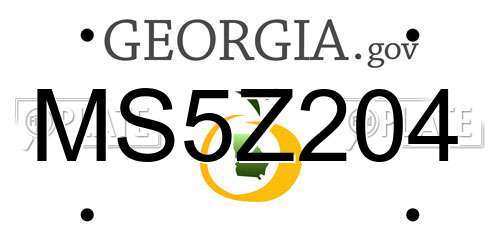 MS5Z204 Georgia License Plate
