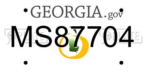 MS87704 Georgia License Plate