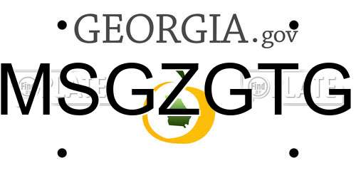 MSGZGTG Georgia License Plate