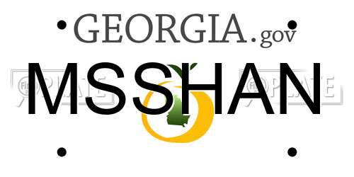 MSSHAN Georgia License Plate