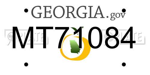 MT71084 Georgia License Plate