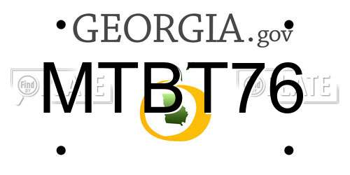 MTBT76 Georgia License Plate